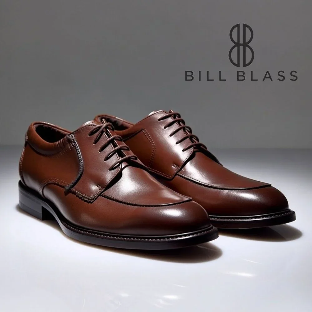 Bill Blass Men's 13 Brown Leather Mock Toe Derby Oxford Dress Shoes Comfort Sole